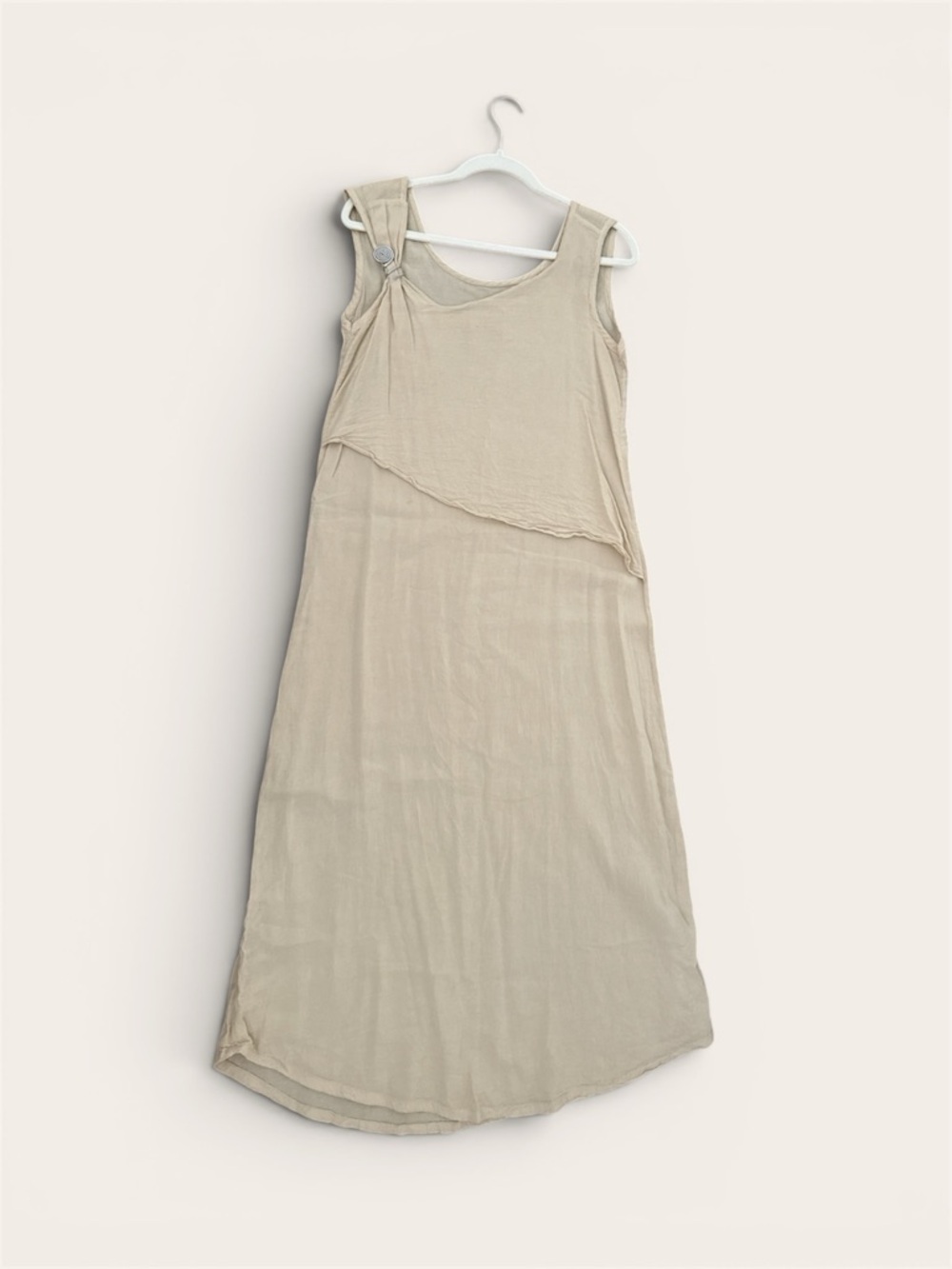 Asymmetrical Layered Maxi Dress in Beige